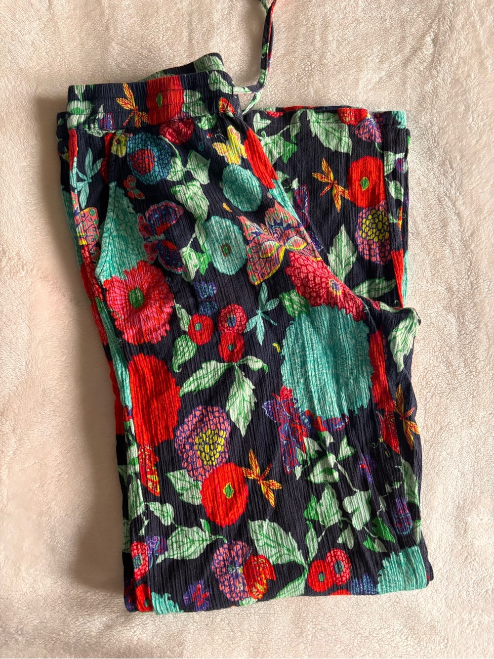 Talbots Navy Corduroy Pants with Floral Print